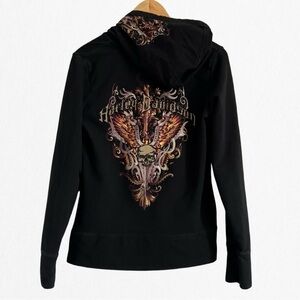 HARLEY DAVIDSON AUTHENTIC WILL Women’s Black Hoodie with Deep V Neckline…